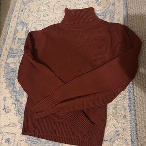 FARM Rio Ribbed Knit Top in Rich Brown